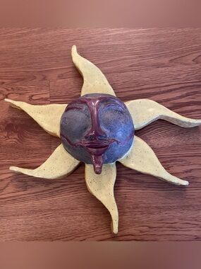 Handcrafted Studio Art Anthropomorphic  Sun Wall Art Celestial 14”